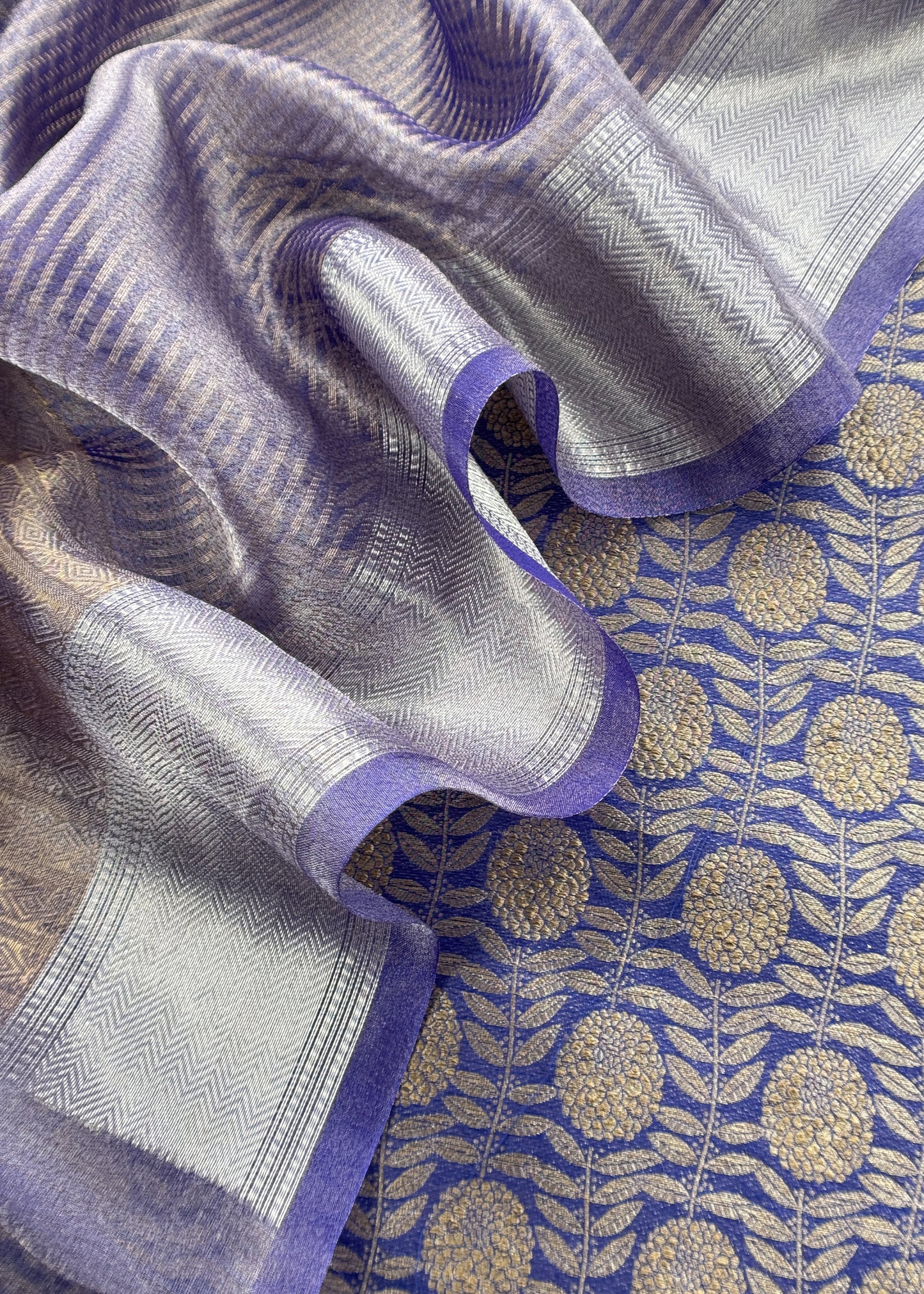 Purple Brocade Silk Kurta And Zari Panel Silk Dupatta