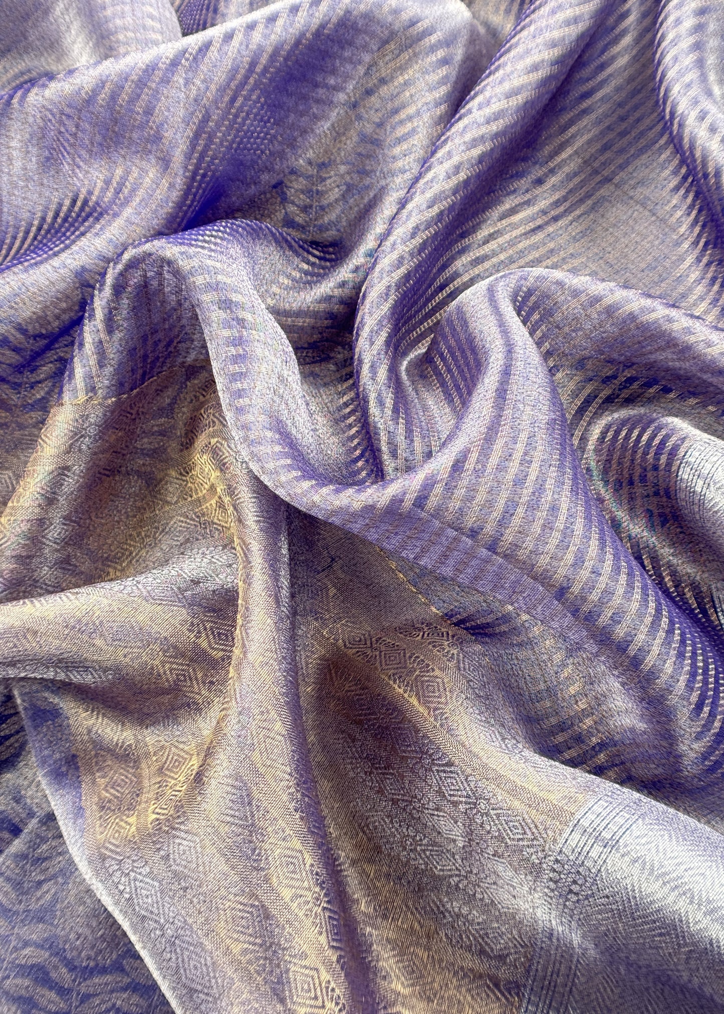 Purple Brocade Silk Kurta And Zari Panel Silk Dupatta