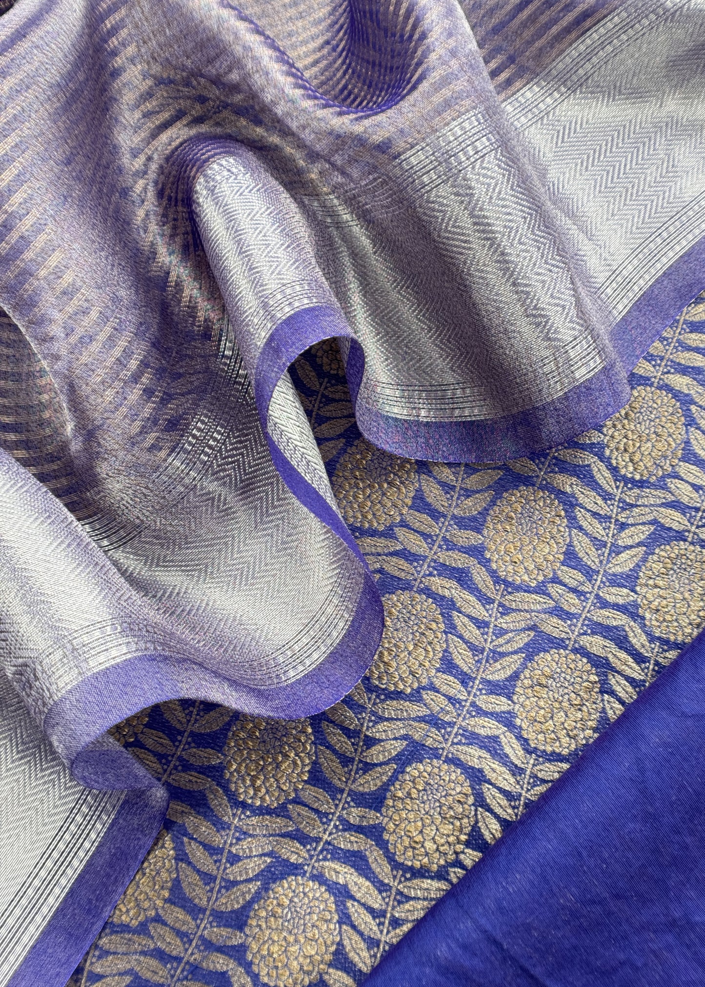 Purple Brocade Silk Kurta And Zari Panel Silk Dupatta