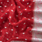 Red Handloom Khadi Weaving Unstitched Suit In Georgette