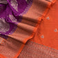 Orange And Purple Contrast Banarasi Silk Suit Fabric With Zari Weaving