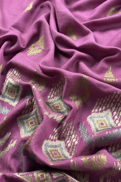 Lilac Winters Pure Wool Unstitched Suit Fabric with Aari Embroidery