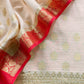 Off White Handloom Banarasi Chanderi Silk Suit With Zari Weavnig