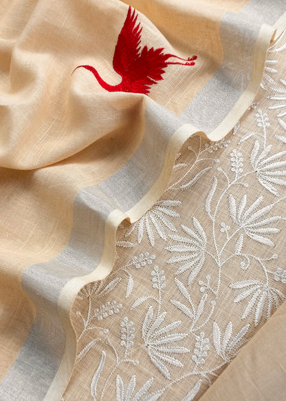 Butter Yellow Pure Unstitched Linen Suit With Dupatta