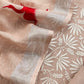 Light Peach Pure Unstitched Linen Suit With Dupatta