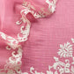 Baby Pink Handloom Mulmul Kurta And Kora Silk Dupatta With Applique Handwork