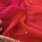 Pink And Red Handloom Raw Silk Suit With Kora Silk Dupatta