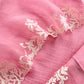 Baby Pink Handloom Mulmul Kurta And Kora Silk Dupatta With Applique Handwork