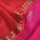 Pink And Red Handloom Raw Silk Suit With Kora Silk Dupatta