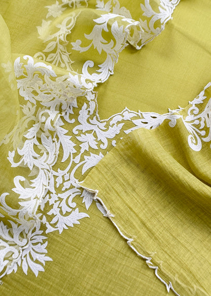 Mulmul unstitched suit with kora dupatta

