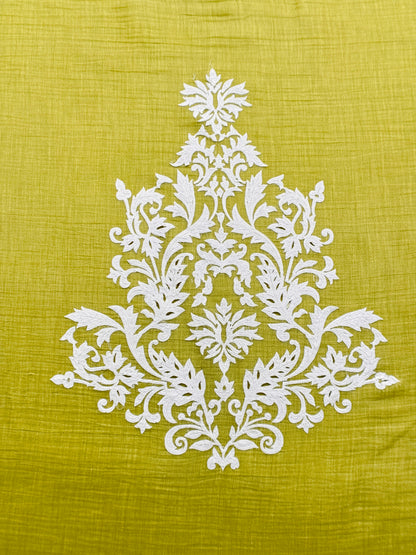 Pure mulmul suit set with appliqué work

