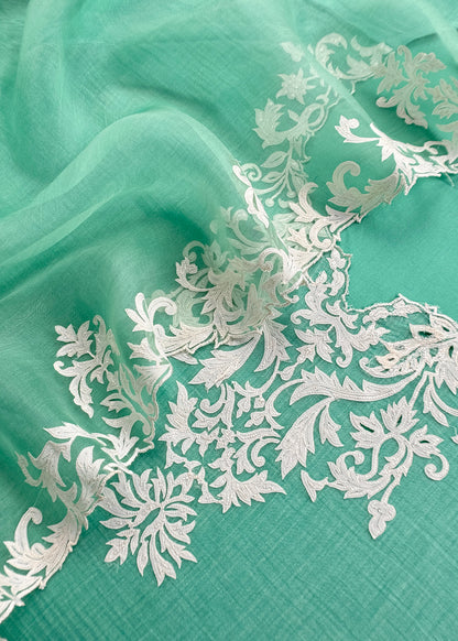 Mulmul unstitched suit with kora dupatta

