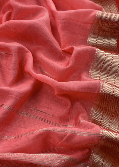 Red Varanasi Silk Suit With Zari Weaving