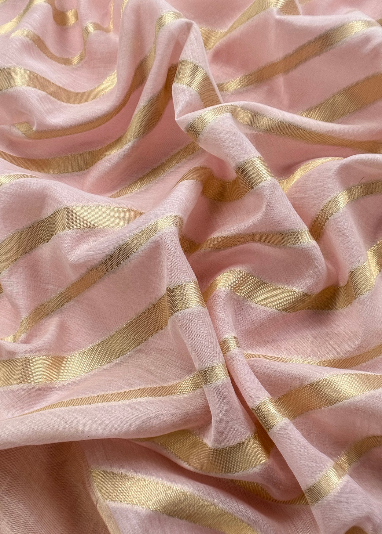 Pastel Pink Banarasi Chanderi Silk Suit With Zari Weaving