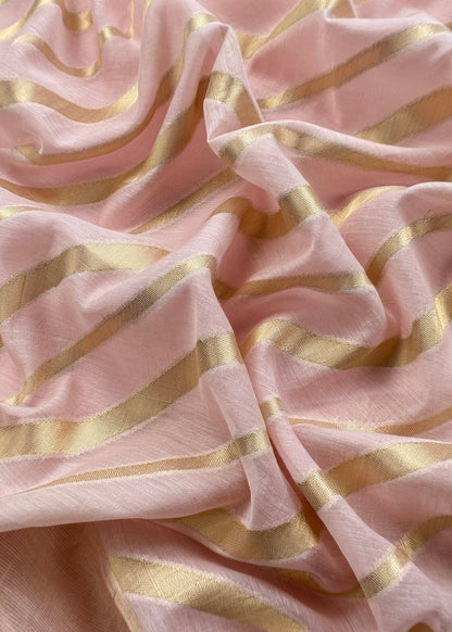 Pastel Pink Banarasi Chanderi Silk Suit With Zari Weaving