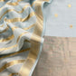 Pastel Blue Banarasi Chanderi Silk Suit With Zari Weaving