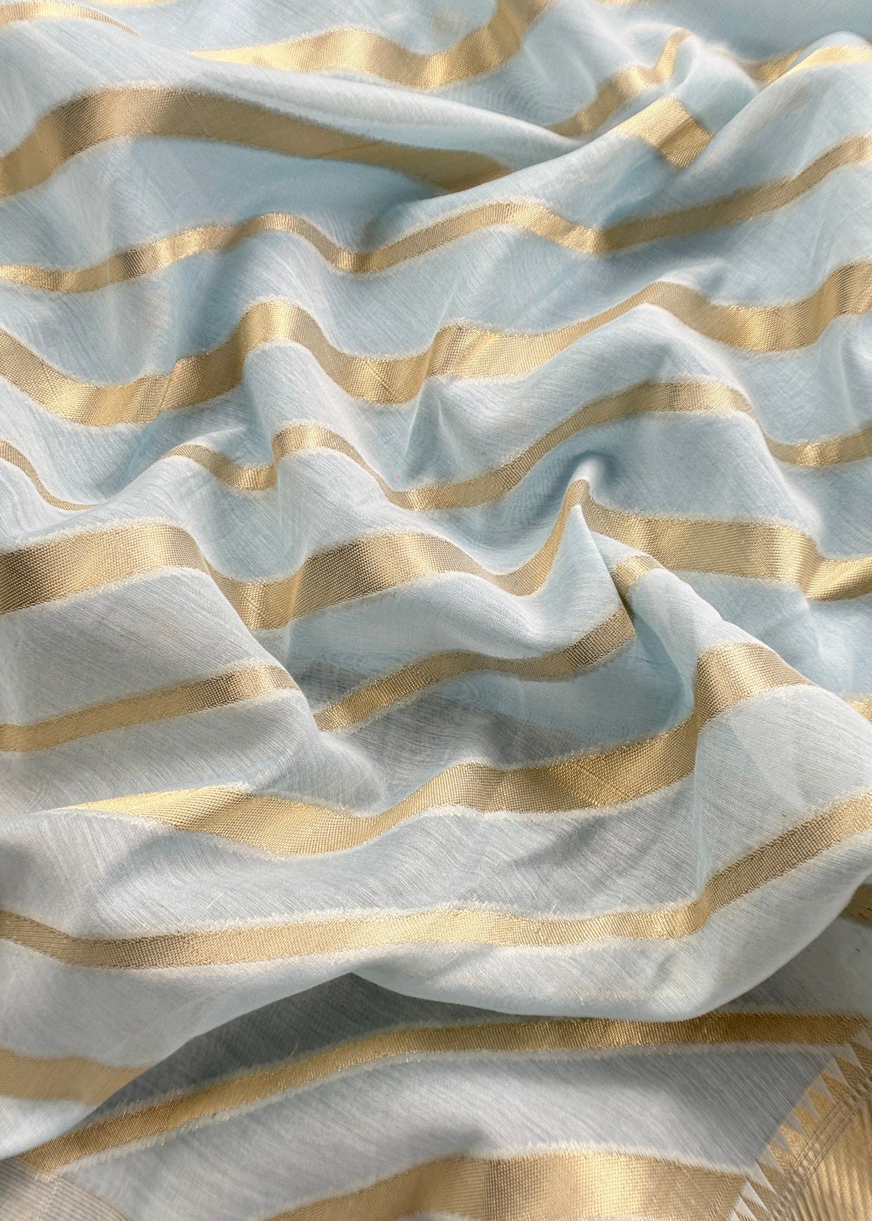 Pastel Blue Banarasi Chanderi Silk Suit With Zari Weaving