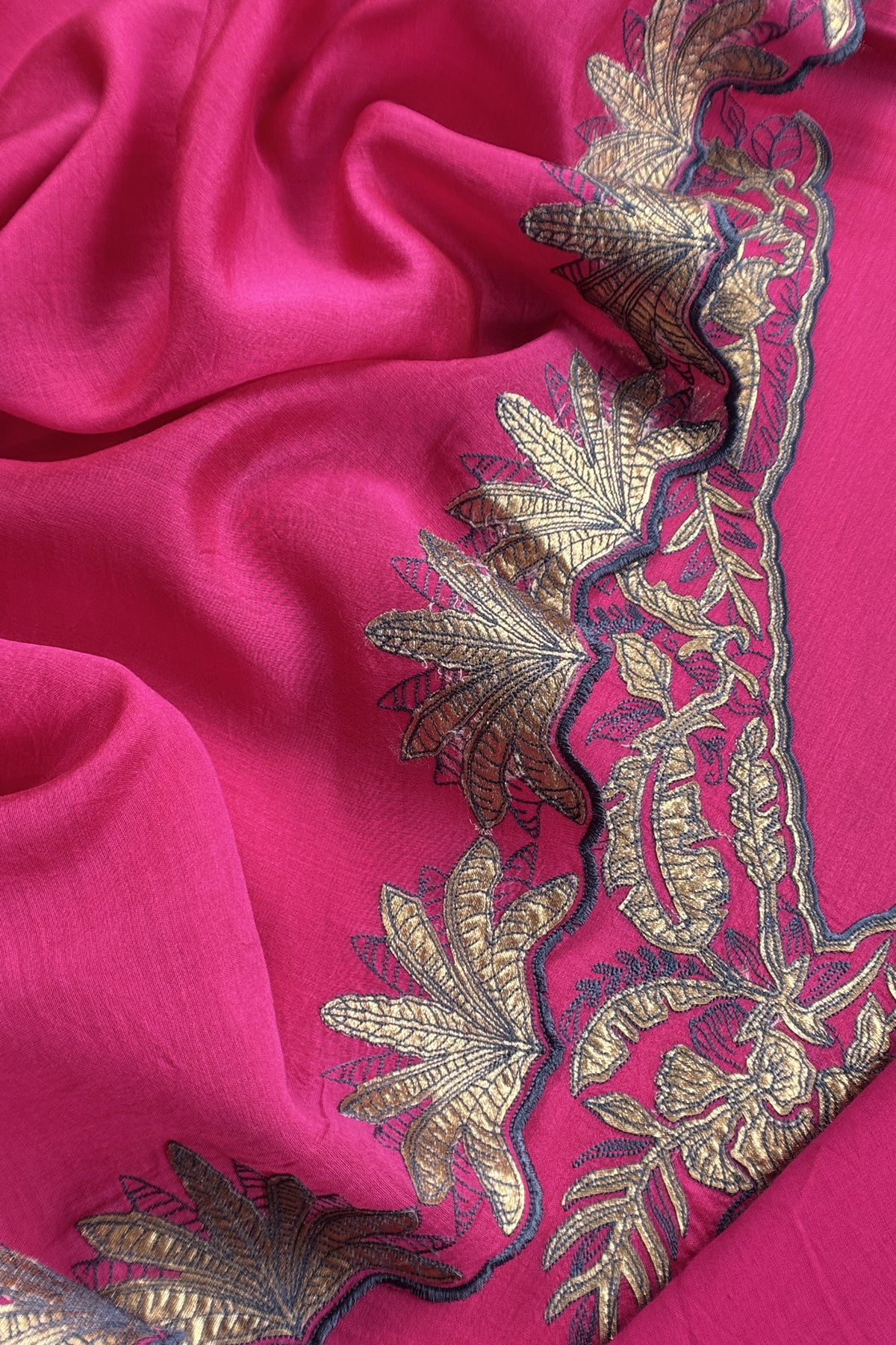 Pink Handloom Mulmul Unstitched Suit Fabric With Hand Gota Work