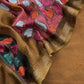 Russet Raw Silk Unstitched Suits With Kalamkari Dupatta