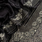 Black Brocade Silk Suit With Velvet Dupatta