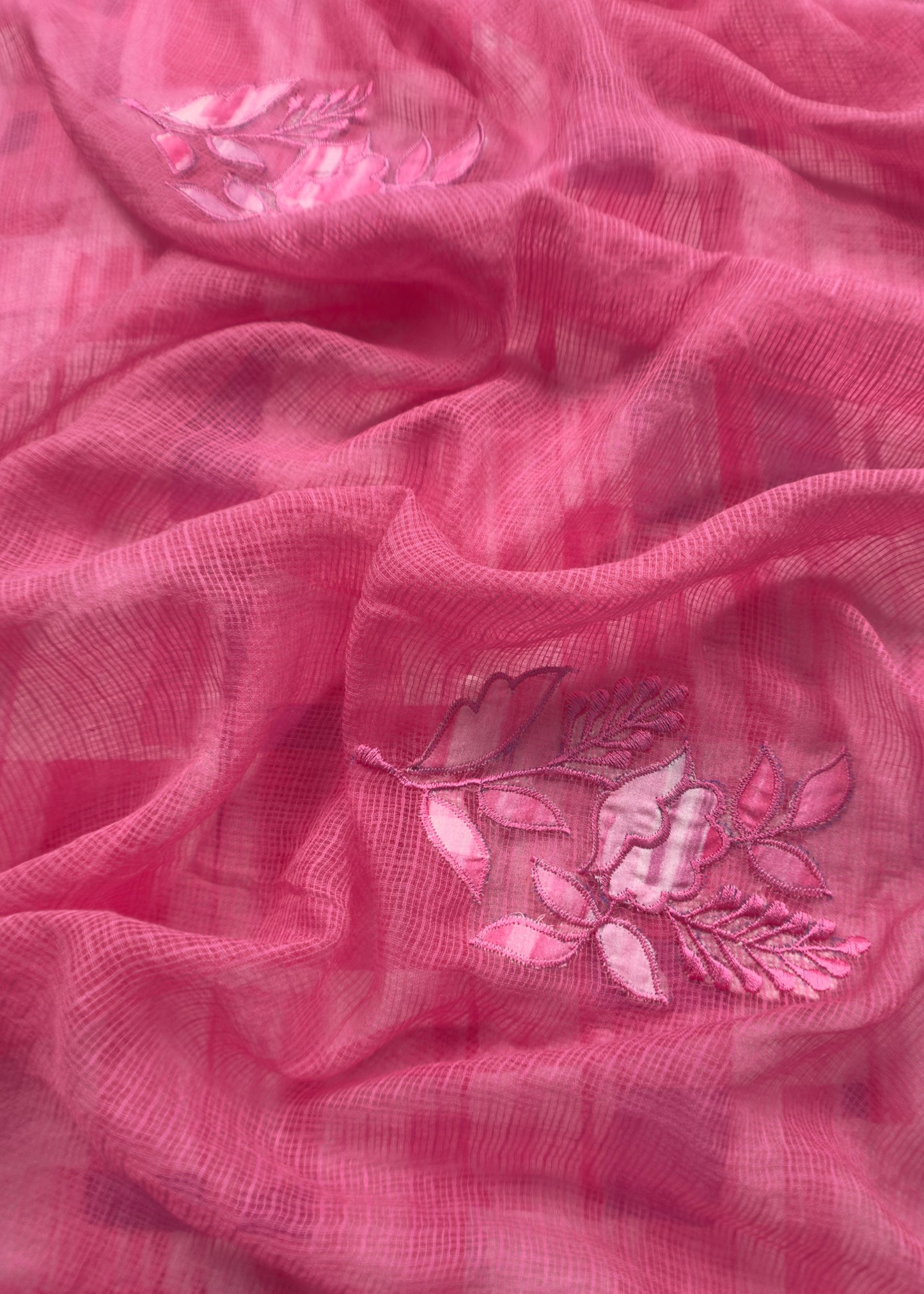 Pink Cotton Chanderi With Kota Doria Dupatta