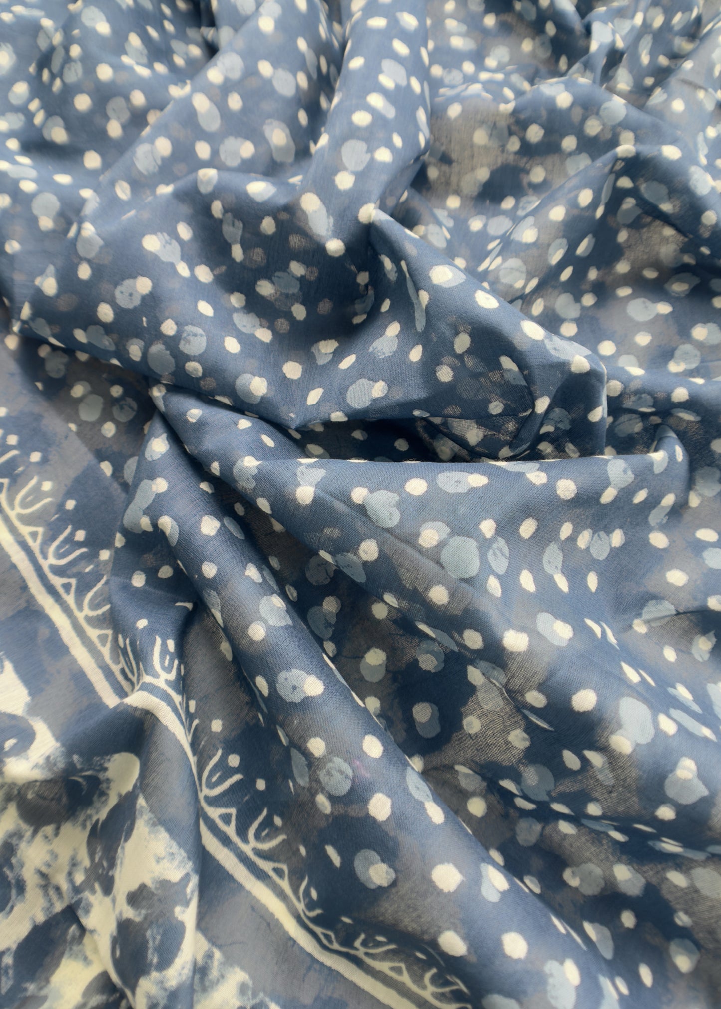 Indigo Blue Hand Block Suits Fabric In Pure Cotton