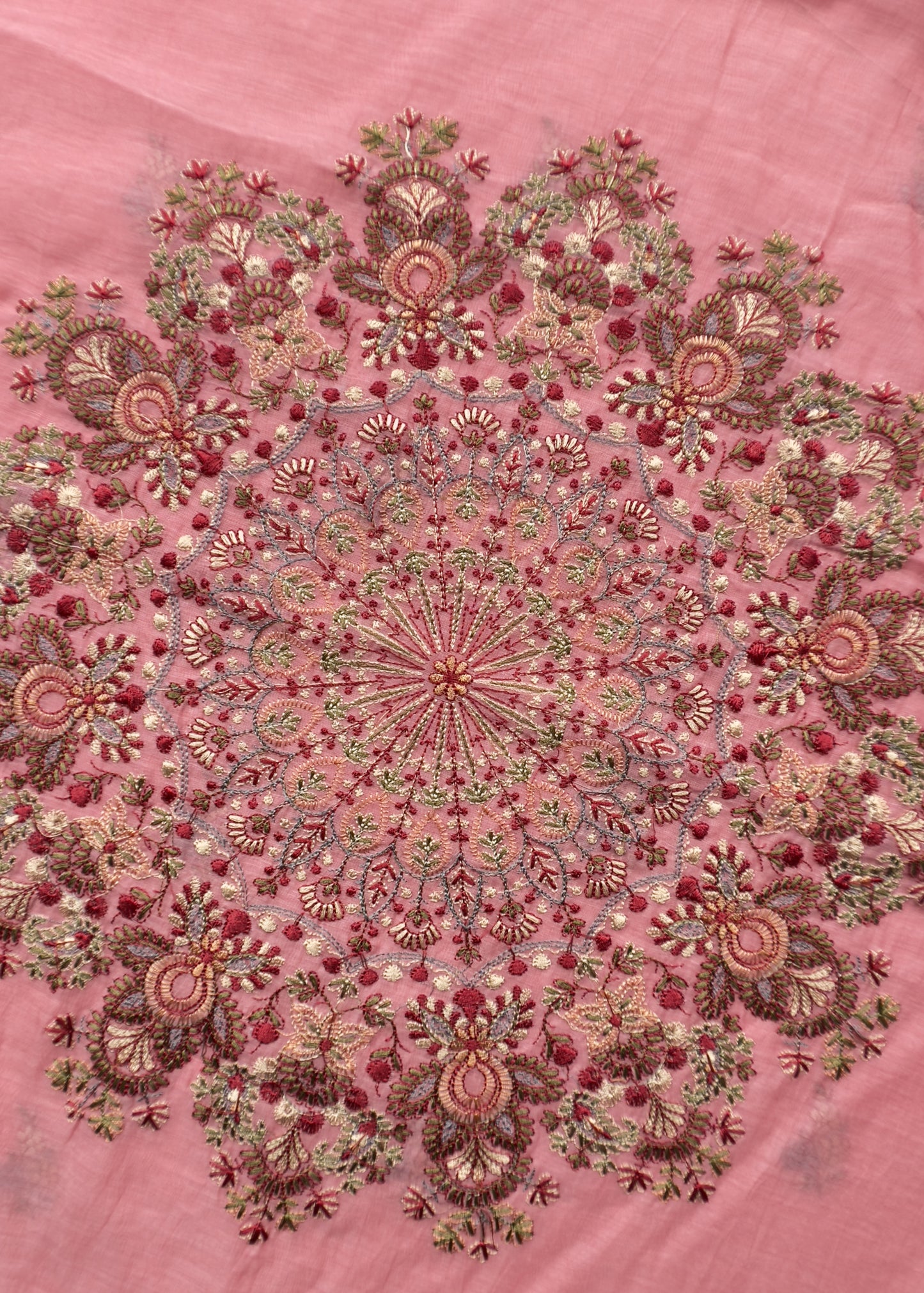 Blush Pink Summer Special Mul Chanderi Suit With Kashmiri Embroidery
