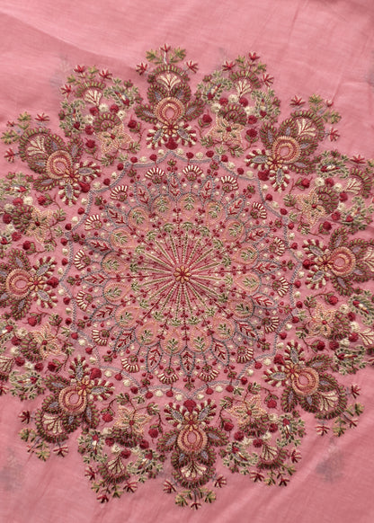 Blush Pink Summer Special Mul Chanderi Suit With Kashmiri Embroidery