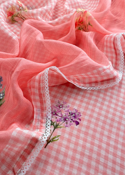 Summer wear mulmul unstitched suit with dupatta

