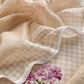 Beige Summers Cutest Pure Mul Suit Fabric In Ghingham Checks And Floral Print With Hand Work