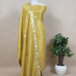 Greenish Yellow Pure Organza Tissue Suit With Resham Weaving