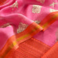 Pink Blockprint Handloom Maheshwari Silk Suit Fabric With Self Resham Embroidered Panel