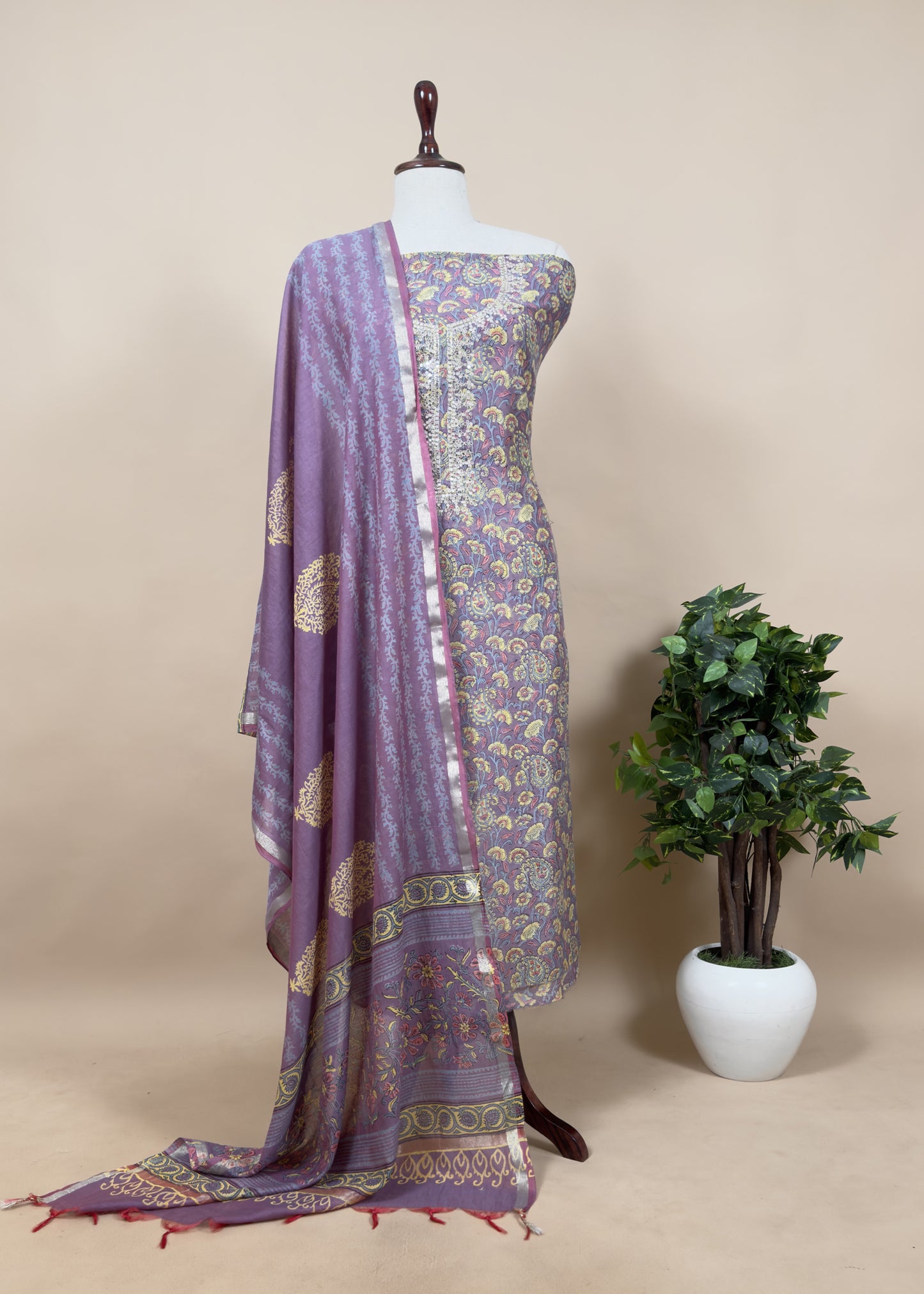 Summer wear Suit Pure Chanderi Fabric

