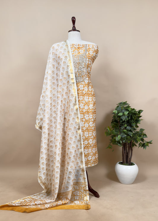 Summer wear Suit Pure Chanderi Fabric

