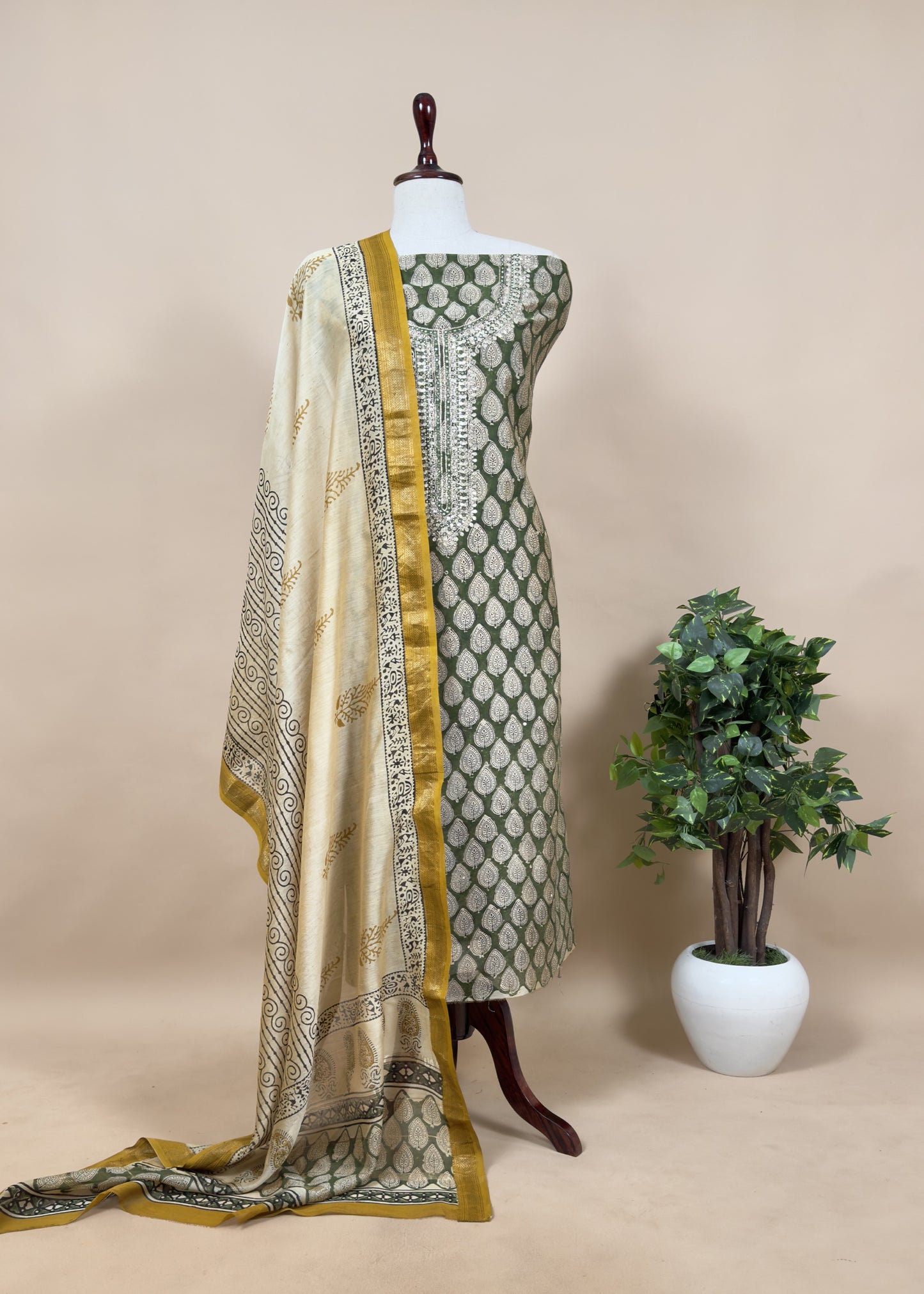 Summer wear Suit Pure Chanderi Fabric