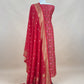 Red Handwoven Unstitched Patola Suit In Pure Cotton