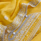 Yellow Lakhnavi Mulmul Suit With Dupatta