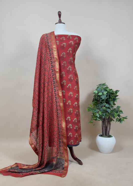 Summer wear Suit Pure Chanderi Fabric

