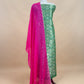 Emerald Green Brocade Silk Kurta And Contrast Organza Silk Dupatta With Handwork