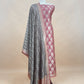 Sage Green and Peach Pink Pure Varanasi Silk Suit with Zari Weaving