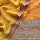 Orange Pure Organza Embroidered Silk Suit