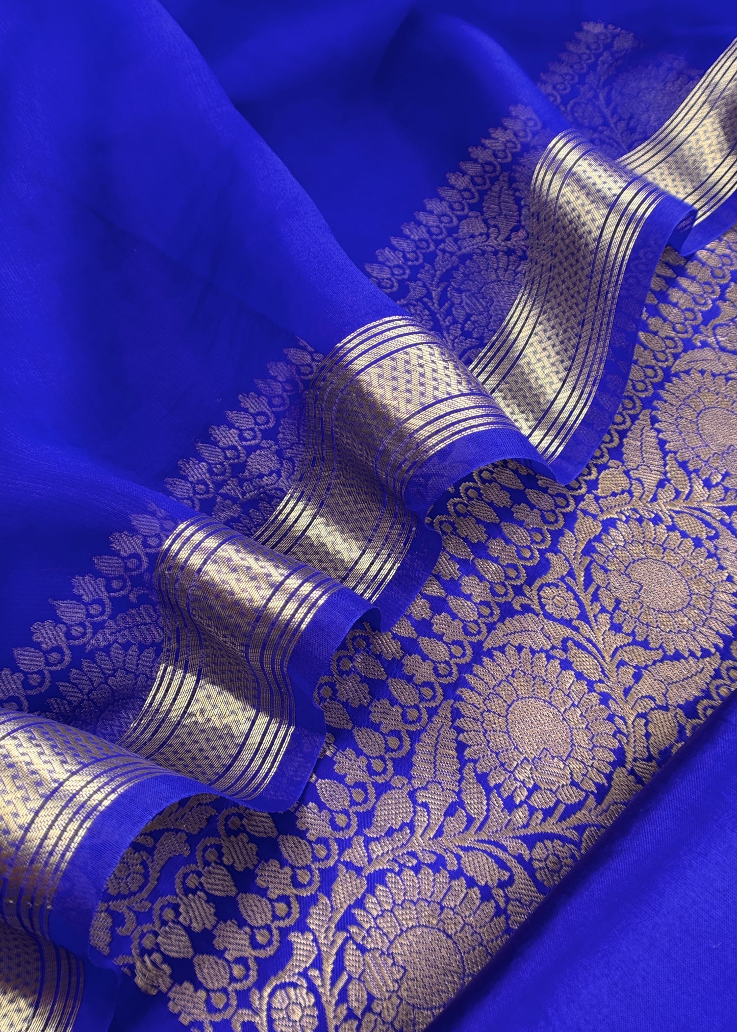 Mohini Blue Handloom Varanasi Silk Kurta And Kora Silk Dupatta With Kadwa Weaving