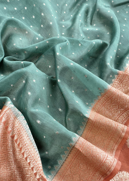 Pine Green and Rust Pure Varanasi Silk Suit with Zari Weaving