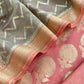Sage Green and Peach Pink Pure Varanasi Silk Suit with Zari Weaving