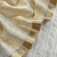 Beige Handloom Tissue Silk Suit With Silver Zari Weaves