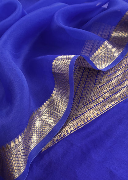 Blue Handloom Silk Suit With Zari Weaving