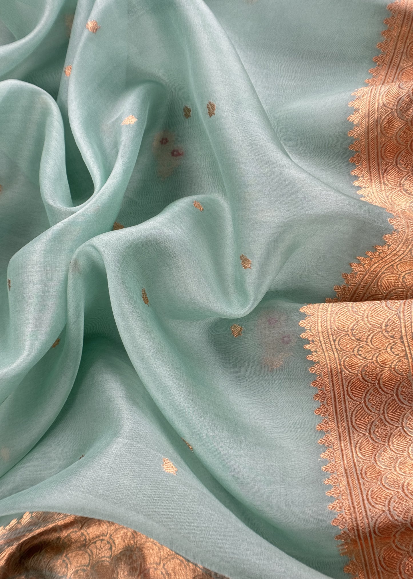 Sky Blue Handloom Silk Kurta And Kora Silk Dupatta with Meenakari Weaving