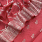 Red Banarasi Suit In Mulberry Silk With Jacuard Weaving