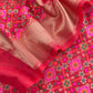 Red Handwoven Unstitched Patola Suit In Pure Cotton