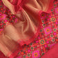 Red Handwoven Unstitched Patola Suit In Pure Cotton